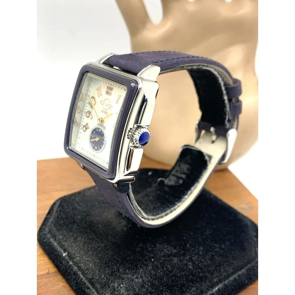 GV2 by Gevril Women's Watch 9260 Swiss Quartz Mother of Pearl Dial Blue Leather
